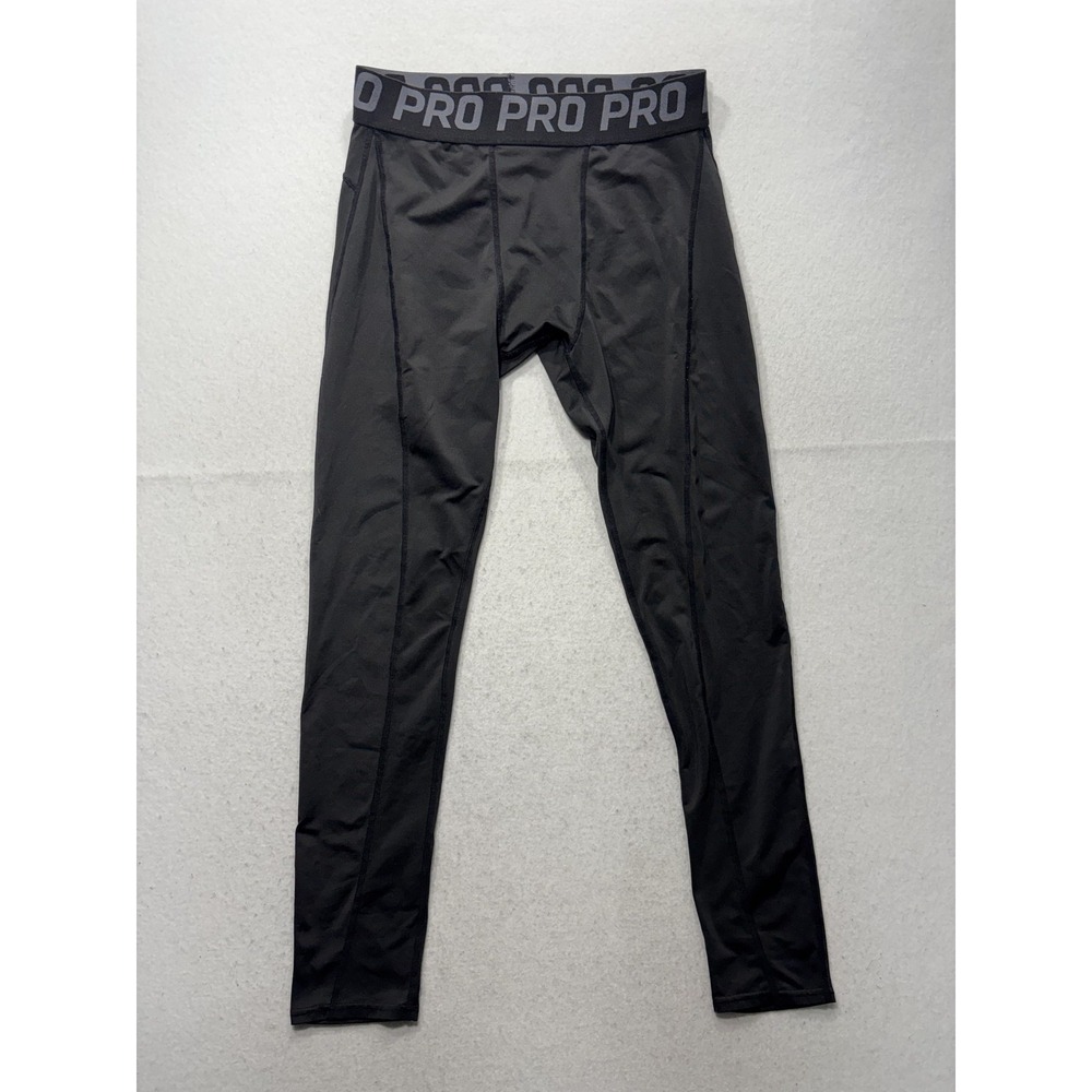 PRO Mens XL Black Compression Leggings Elastic Waist Athletic Base Layer SL349